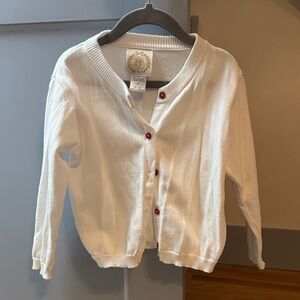 The Beaufort Bonnet Company White Knit Cardigan with Red Buttons